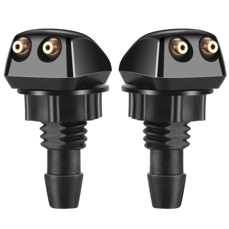 2PCS Front Windshield Washer Nozzles, Windshield Wiper Sprayer Nozzle Jet Kit, Fit for Most Cars Chrysler Subaru BMW Buick Chevrolet Ford Dodge (Black)